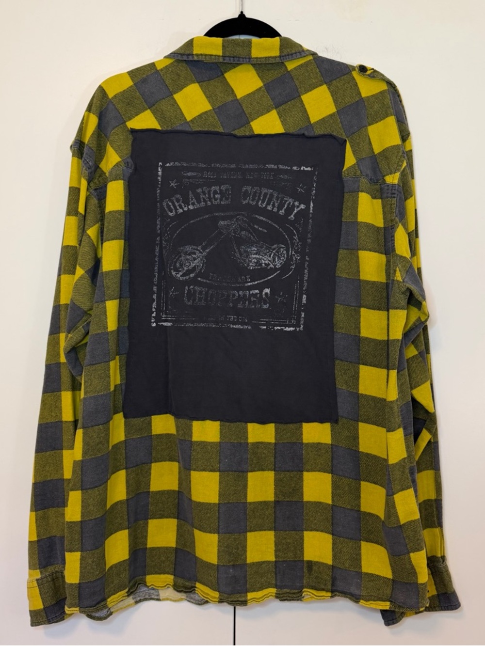 Yellow & Gray Orange County Choppers Button‎ Down Flannel Western Biker